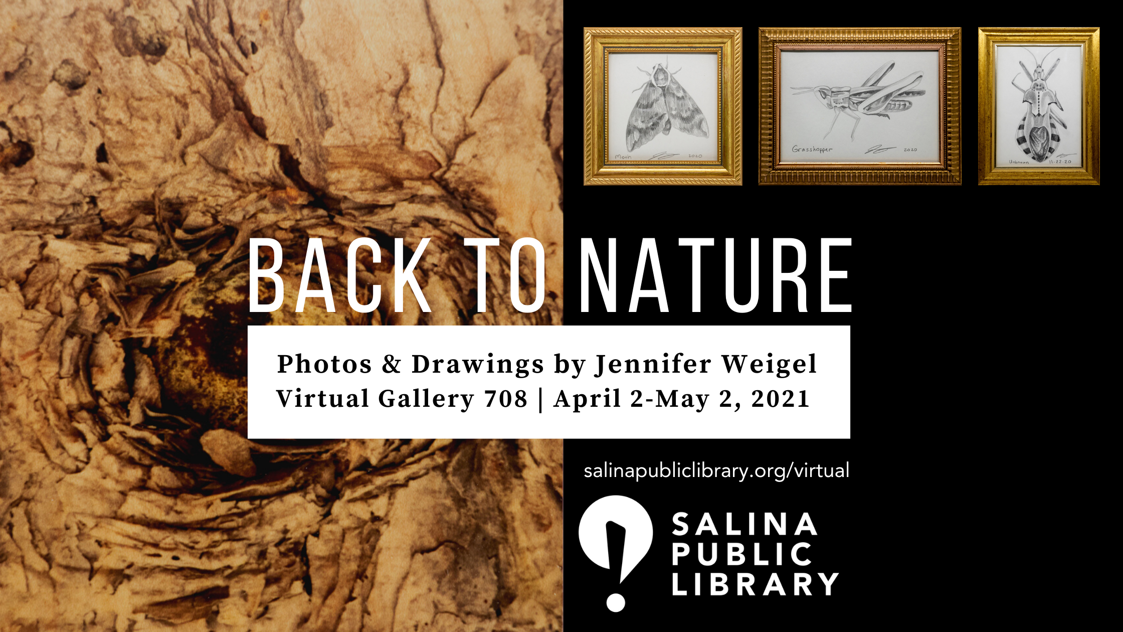 Invitation card including images from virtual gallery 708 exhibit Back to Nature