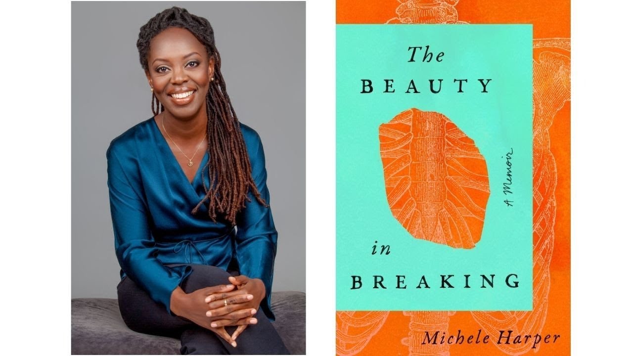 Author Michele Harper and the cover of her book The Beauty in Breaking 