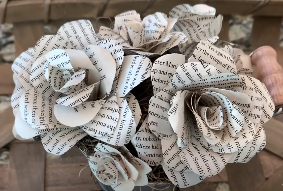 Flowers made with book pages 