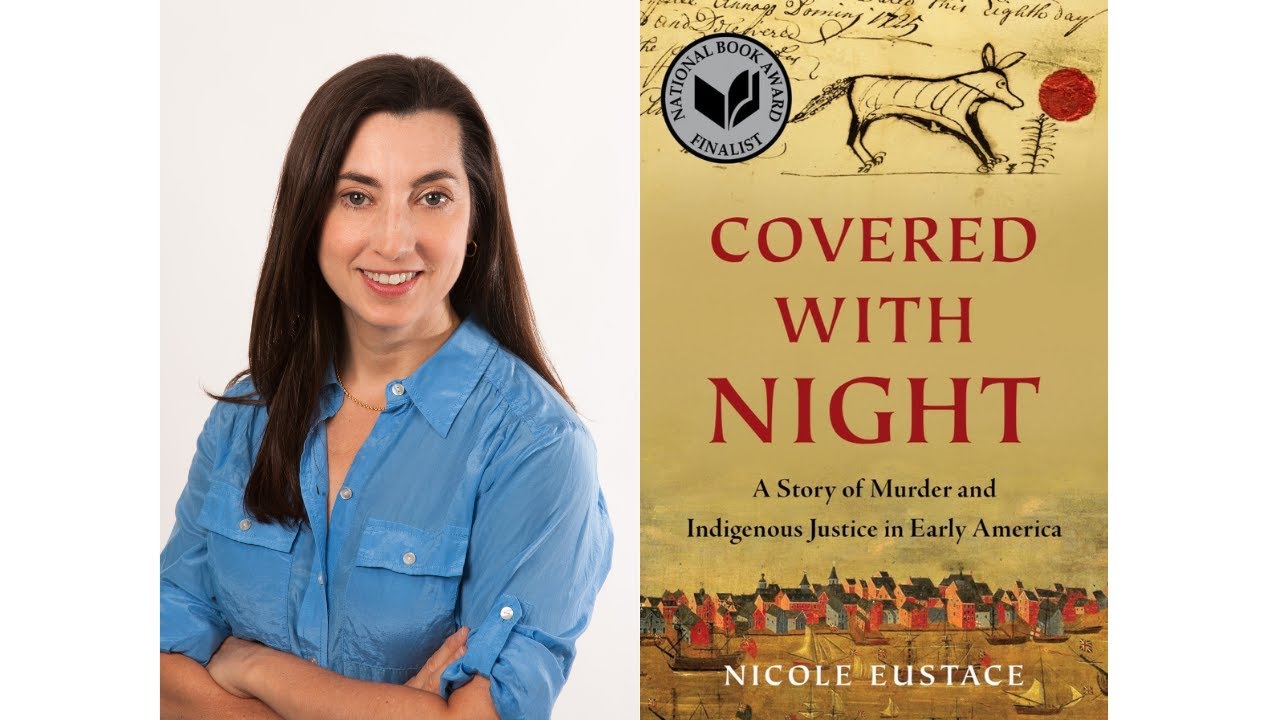 Author Nicole Eustace and the cover of her book Covered With Night 