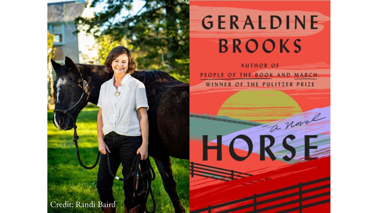 Author Geraldine Brooks and the cover of her book Horse 
