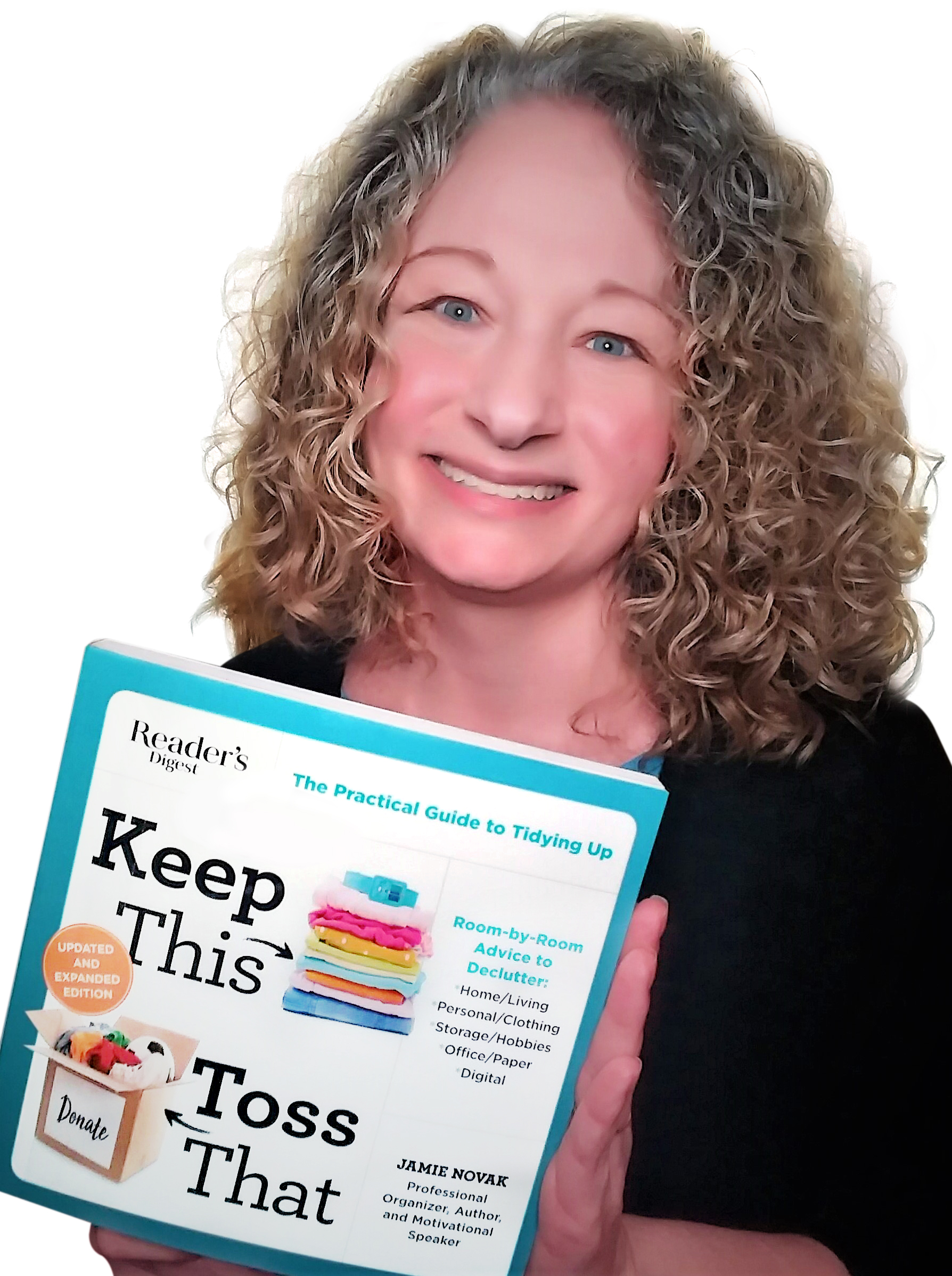 Jamie Novak with her book Keep This, Toss That