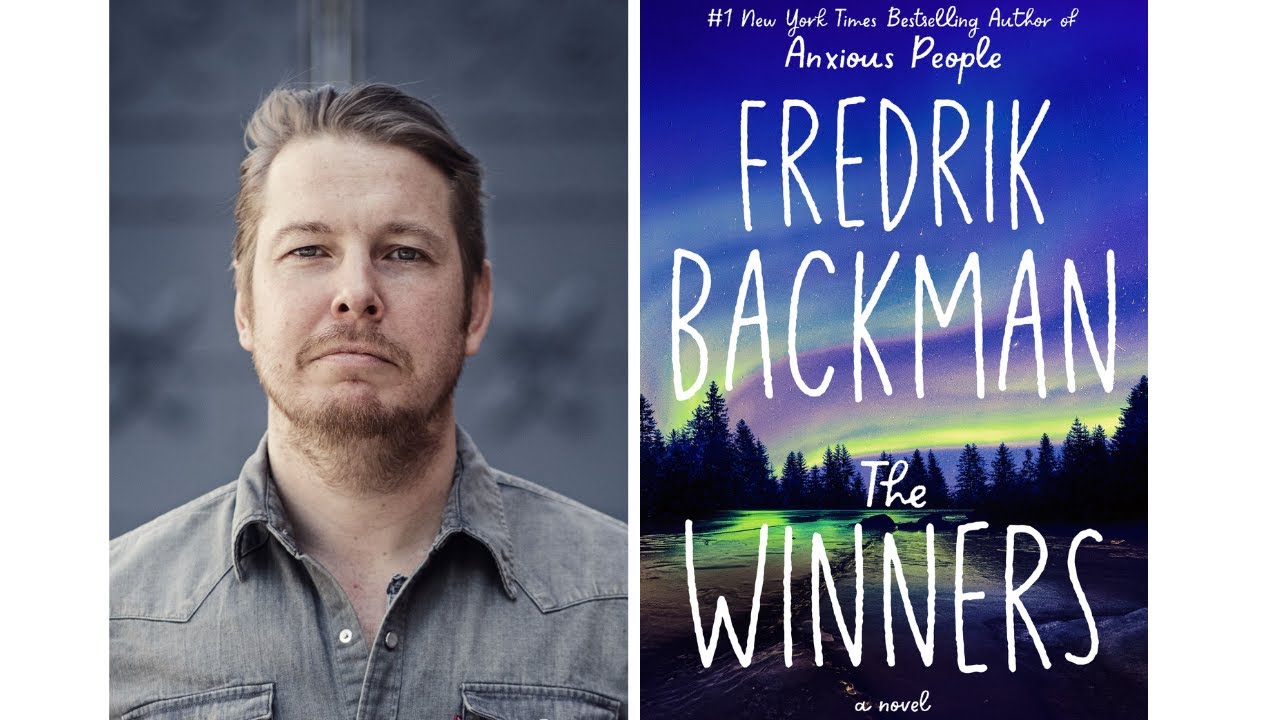 Author Fredrik Backman and the cover of his book The Winners