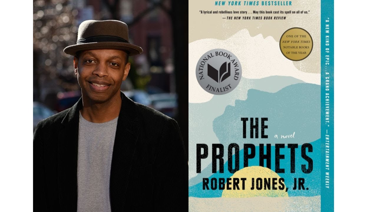 Author Robert Jones Jr with the cover of his book The Prophets 