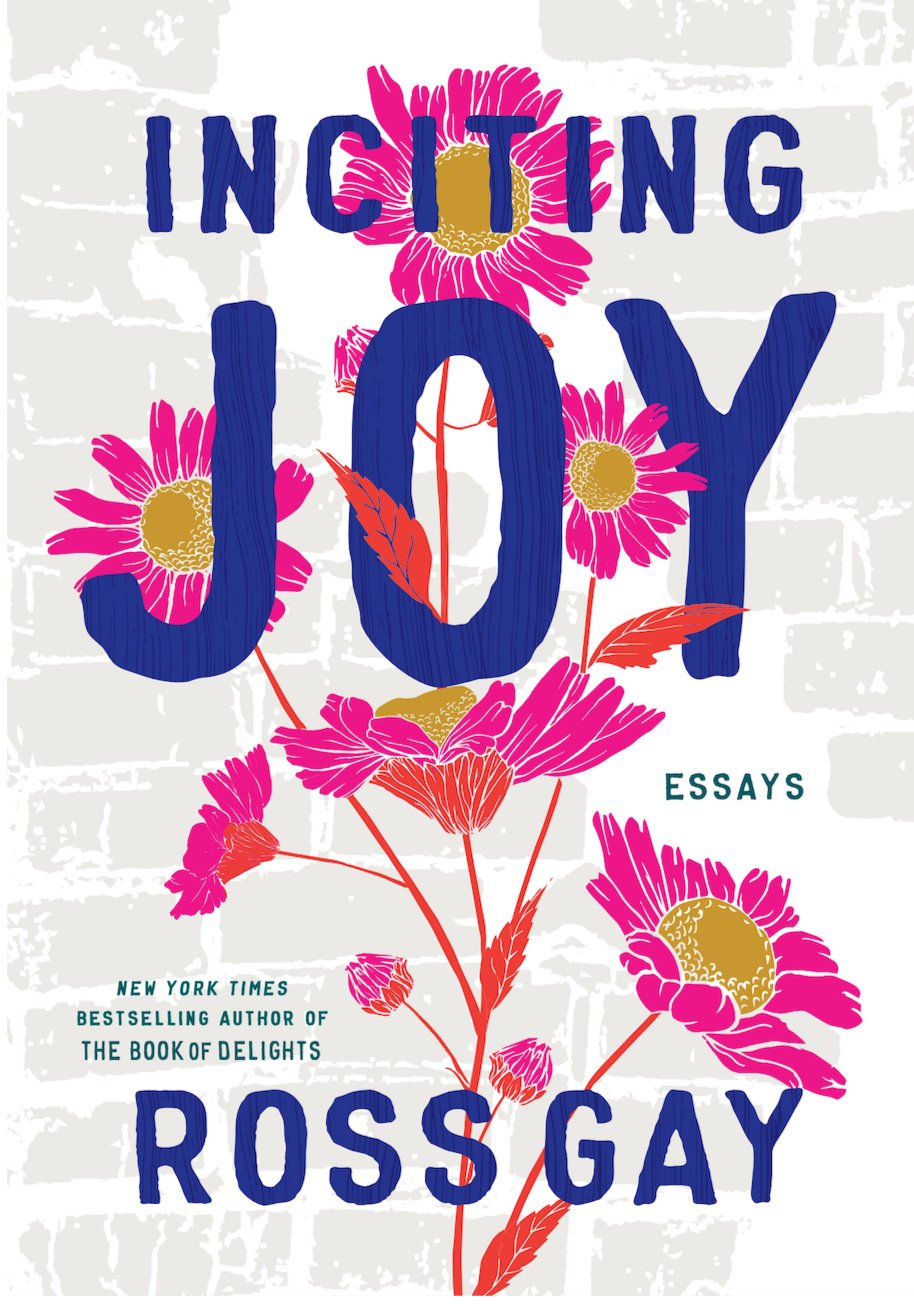 Cover of the book Inciting Joy; Flowers with orange stems/leaves, pink petals, and yellow centers 