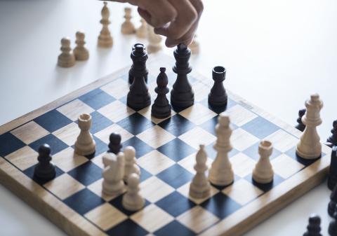 A chess game in progress 