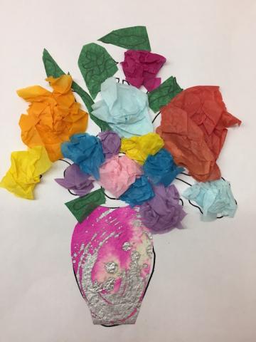 Flowers made with tissue paper 