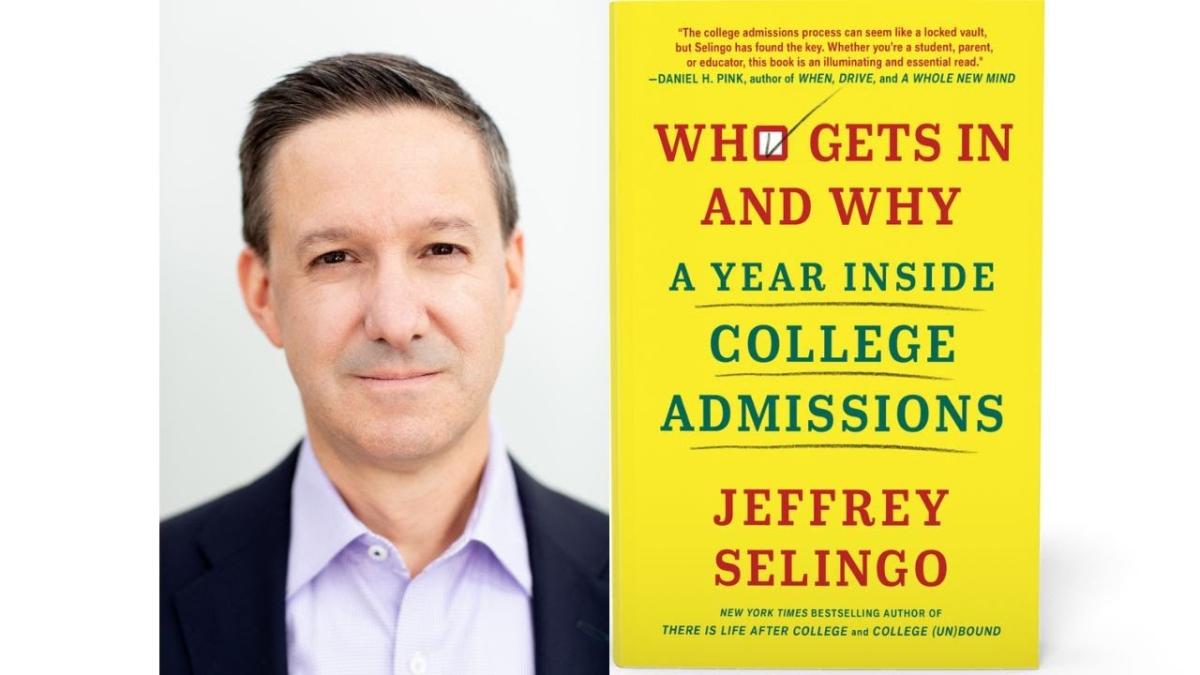 Author Jeff Selingo with the cover of his book A Year Inside College Admissions 