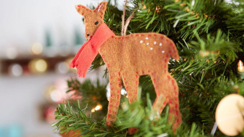 Hand Stitched Deer Ornament 